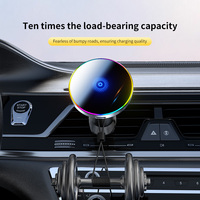 15W Magnetic Phone Holder Magnetic Wireless Car Charger Car Magnetic Mount RGB LED Lights Magsafe Charger Base Accessories Phone