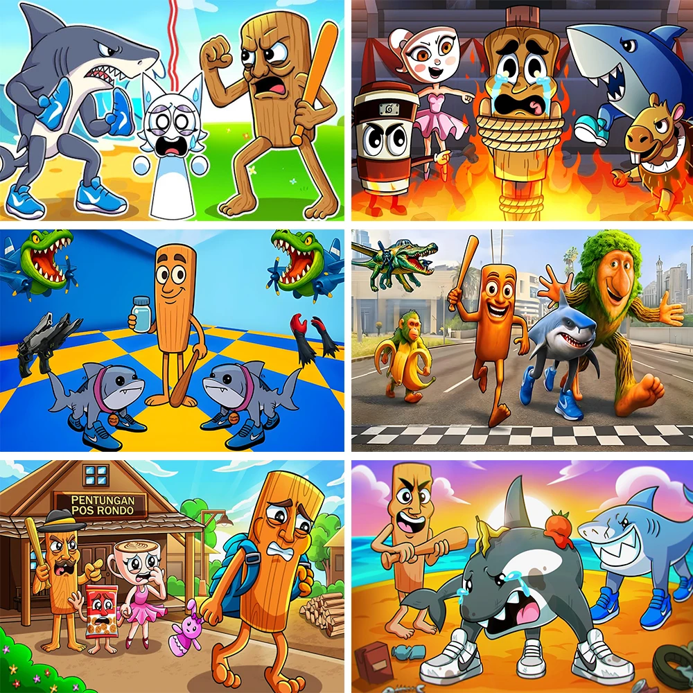 

Italian Brainrot Tung Tung Sahur Backdrop Kid Birthday Party Decoration Background Banner Baby Shower Supplies Photography Props