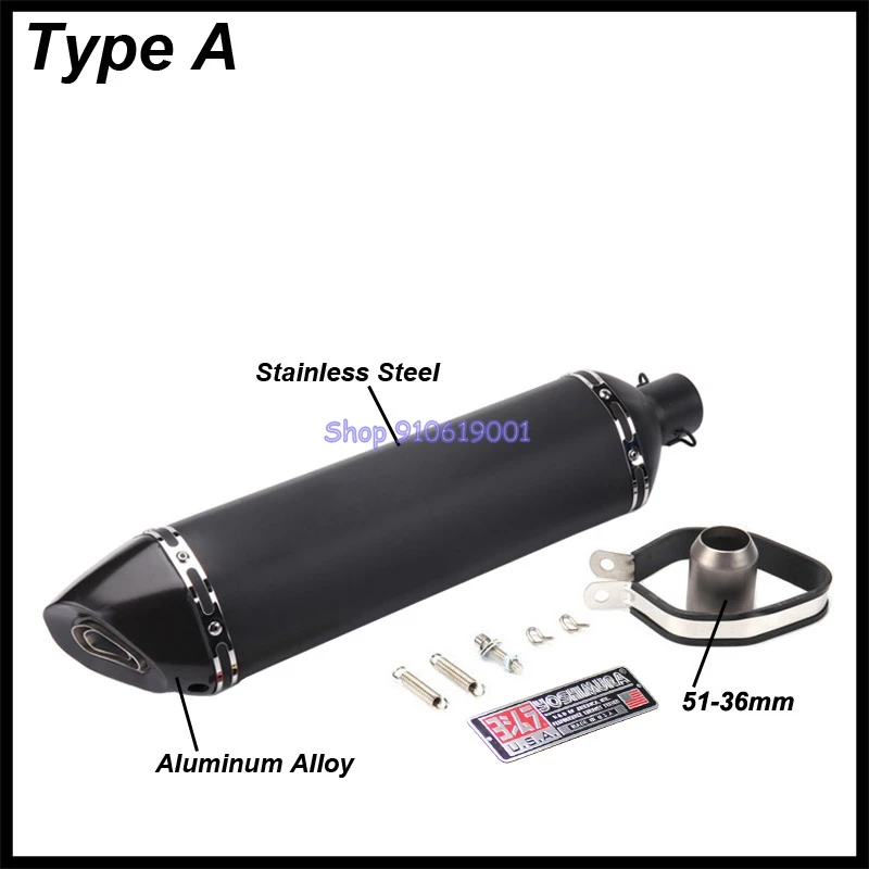 Length 570mm Inlet 51mm Exhaust Pipe Muffler Motorbike Motocross Yoshimura Escape Moto Universal for TMAX NMAX PCX R15 ZX14R etc