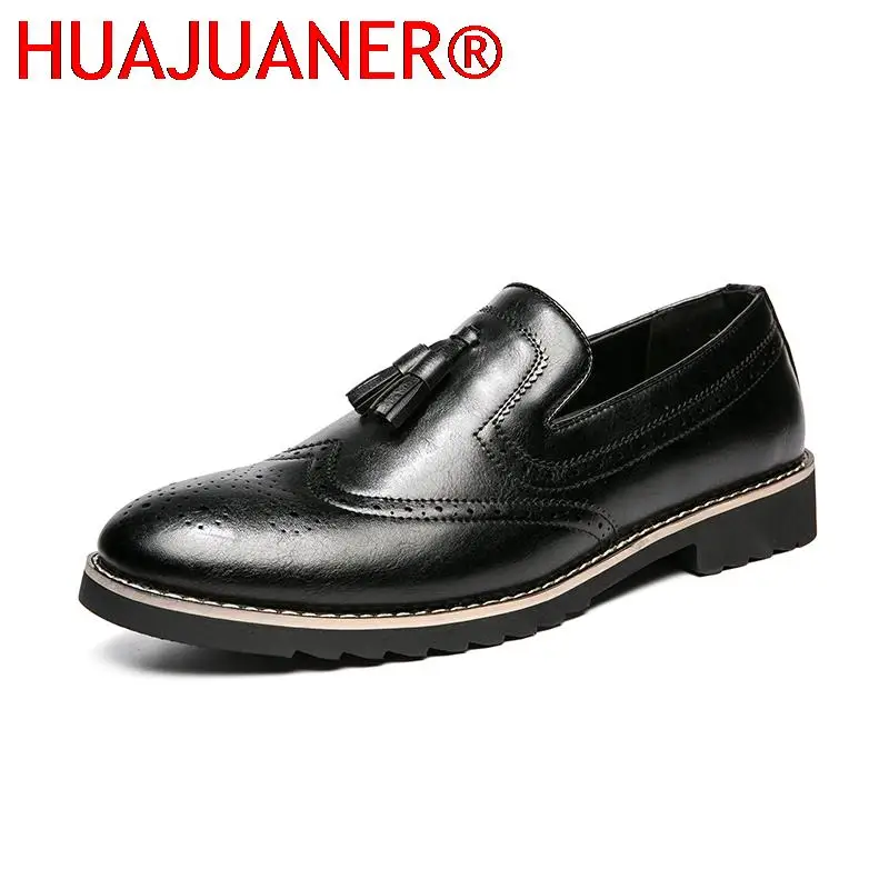 

Brand Designer Shoes Men Tassel Casual Men's Shoes Vintage Formal Dress Shoes Fashion Slip on Wedding Loafers Groom Flats Man