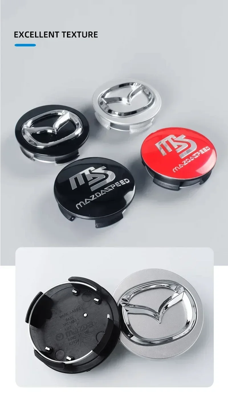 4 Stück 56mm Radnabenkappen Logo Emblem Abdeckung für Mazda 6 3 CX5 2 CX7 Demio Atenza Axela MX30 CX30 CX3 CX9 MX5 RX8 RX7 – Detail 6