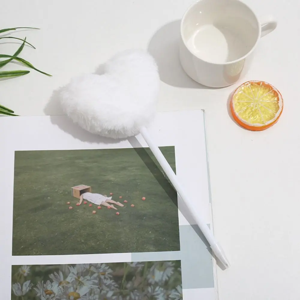 Детская плюшевая ручка с градиентом в форме сердца, нейтральная гелевая ручка, плюшевая шариковая ручка для рукописного ввода, плавная ручка для подписи