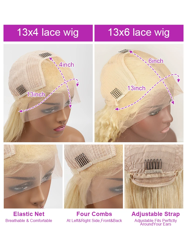 موجة المياه الدانتيل شعر مستعار أمامي 613 شقراء 13x6 الجسم موجة Hd الدانتيل الباروكة الأمامية قبل قطعها البرازيلي فضفاض متموج خصلات الشعر المستعار الإنسان 40 بوصة