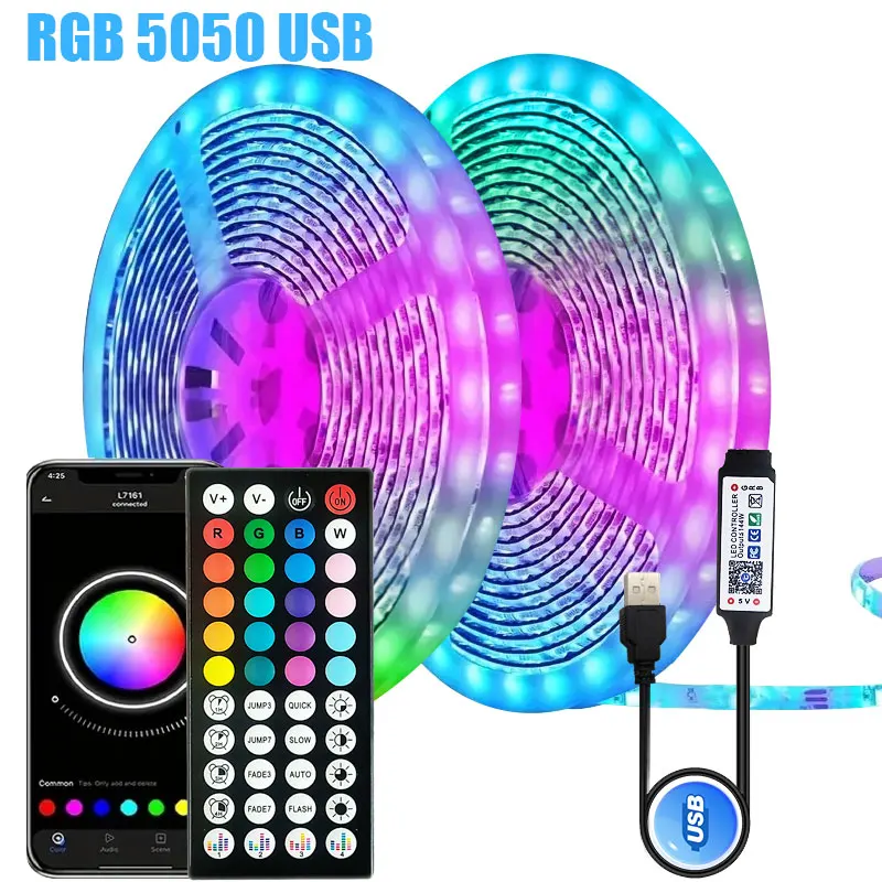 Светодиодная Rgb-лента с поддержкой Wi-Fi и Bluetooth, 5/10/15 м