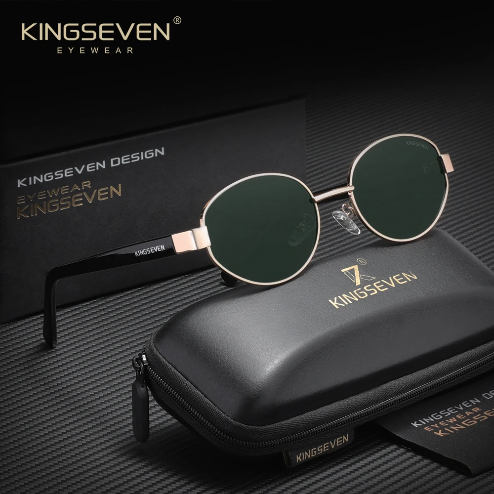

KINGSEVEN модные роскошные солнцезащитные очки в стиле ретро для мужчин и женщин овальные защитные очки UV400 для вождения на открытом воздухе поляризационные очки