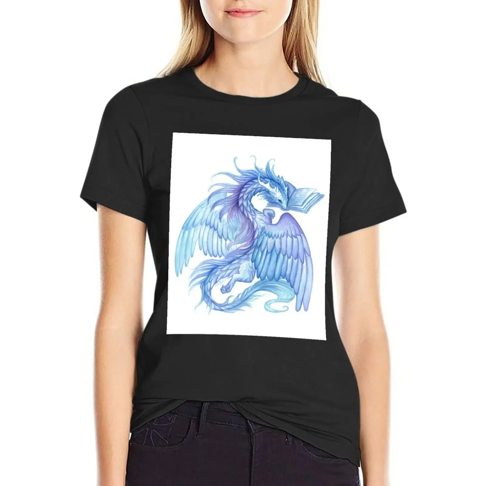 

Book dragon T-Shirt cute clothes blacks funnys t shirts for Women graphic