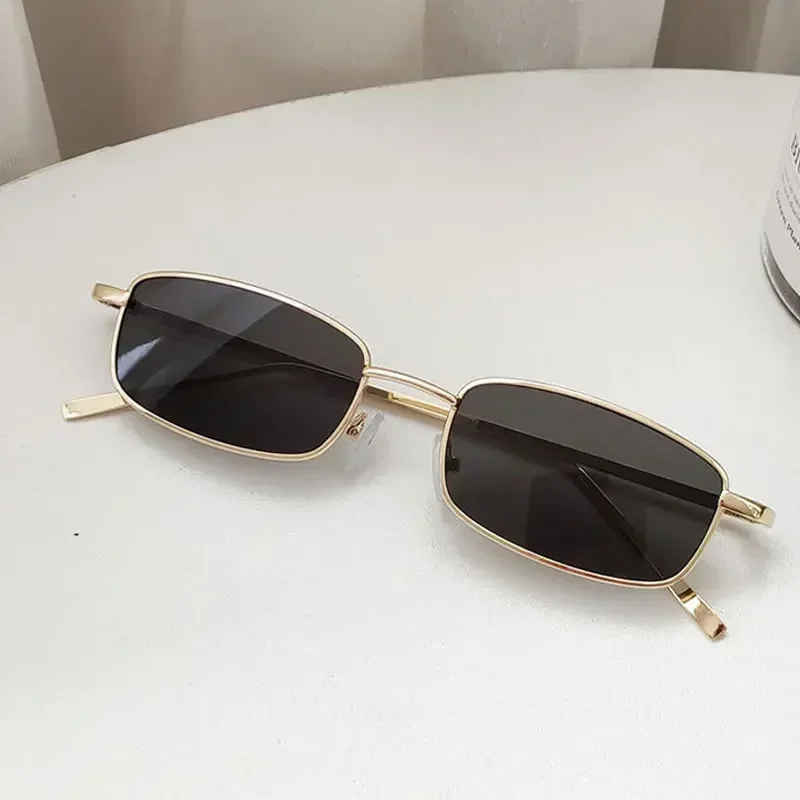 

New Fashion Small Rectangle Sunglasses Men Women Vintage Square Driving Sun Glasses Luxury Brand Metal Frame Eyewear 선글라스