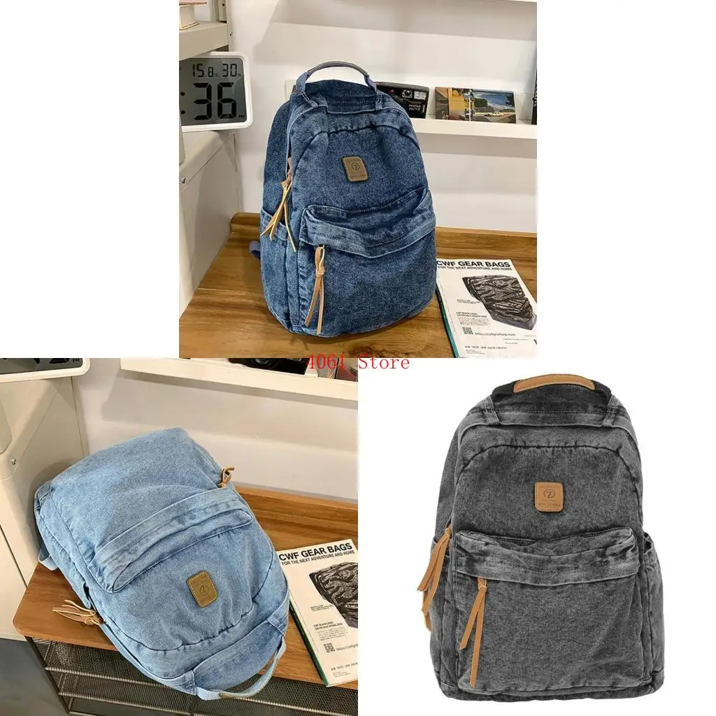 

Aesthetic Backpack Student School Bag Travel Backpack Denims Backpack for Daily