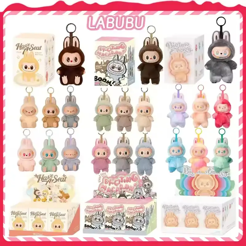 

Anime Figure Kawaii For Labubu Blind Box Have A Seat Series PVC Pendant Doll Model Toy Monster Keychain Kids Birthday Gifts