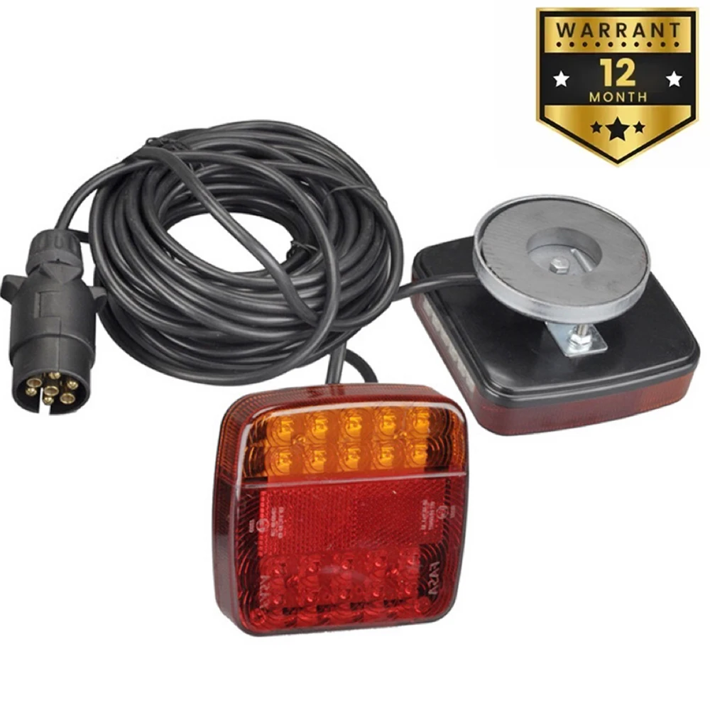 

1 Set Rear Magnetic Towing Tail Light 26 LED Trailer 10m Cable 7 Pin Brake Stop License Number Plate Reflector Lorry Caravan