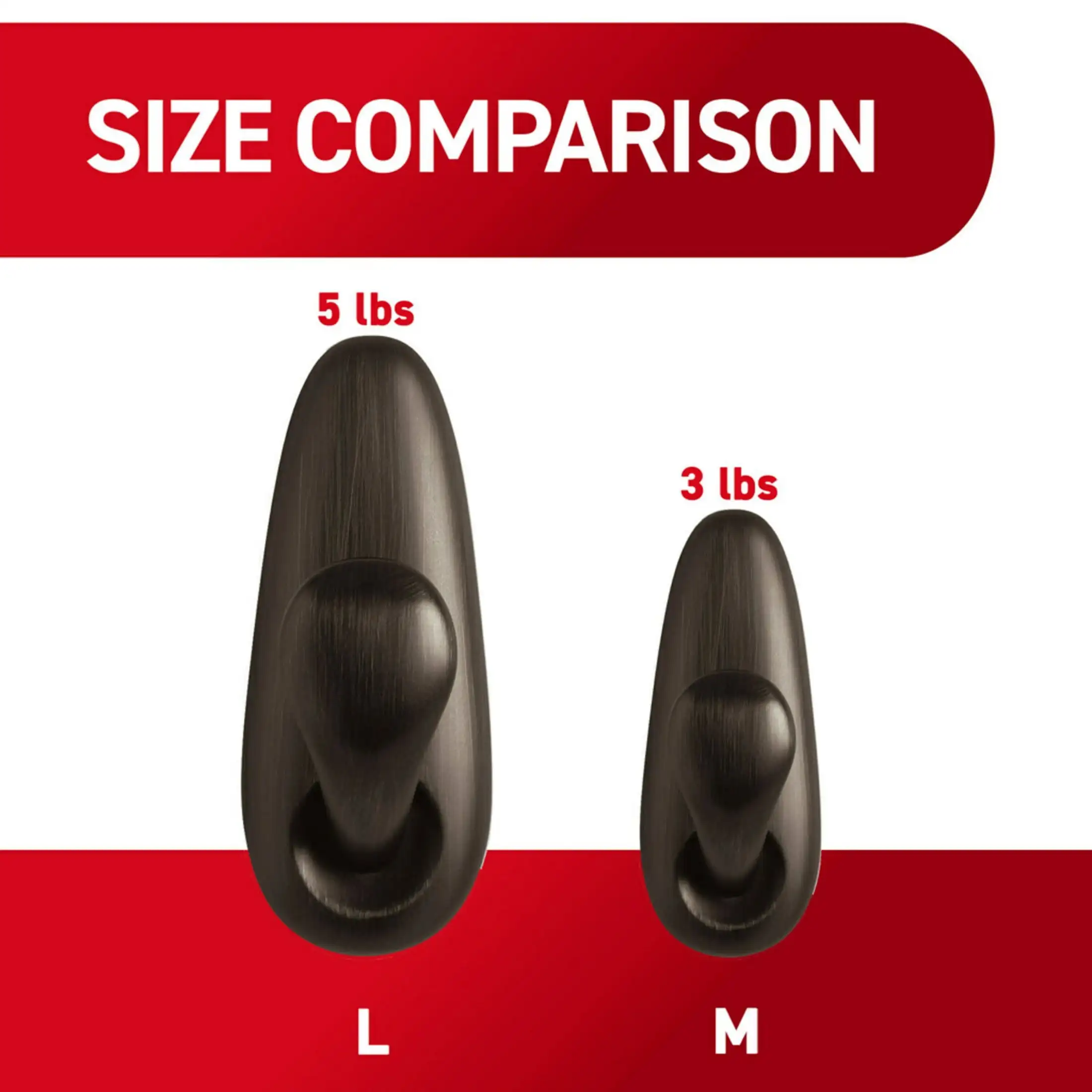 Forever Classic Large Metal Hooks, Oil Rubbed Bronze, Damage Free Decorating, 1 Hook