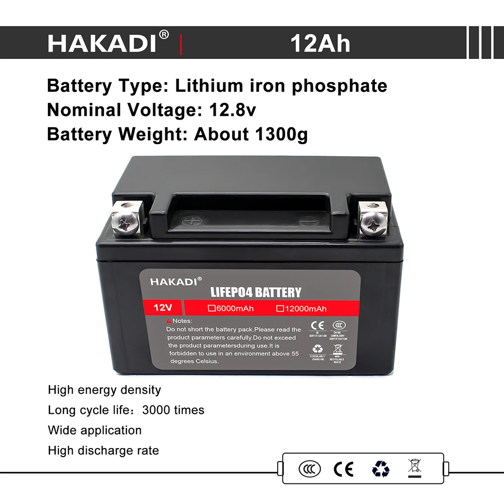 LiFePO4 12V 12Ah Lithium Iron Phosphate Deep Cycle 4000+ Rechargeable Battery Built in BMS for Power Electrical