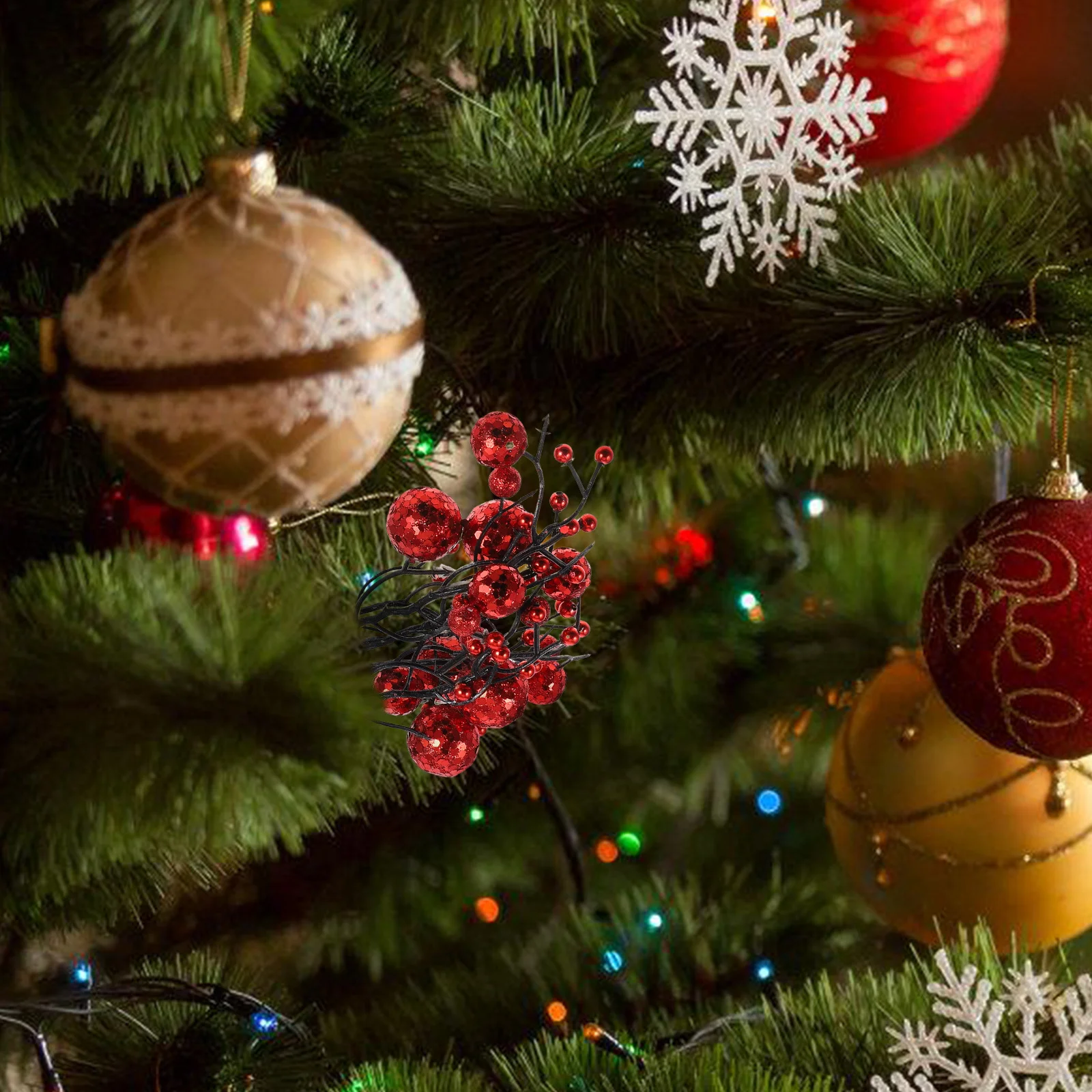 بريق الاصطناعي التوت الجذعية الديكور الأحمر عيد الميلاد يختار البريق شجرة عيد الميلاد الأغصان DIY بها بنفسك المواد الحرفية الجمال طويل الأمد
