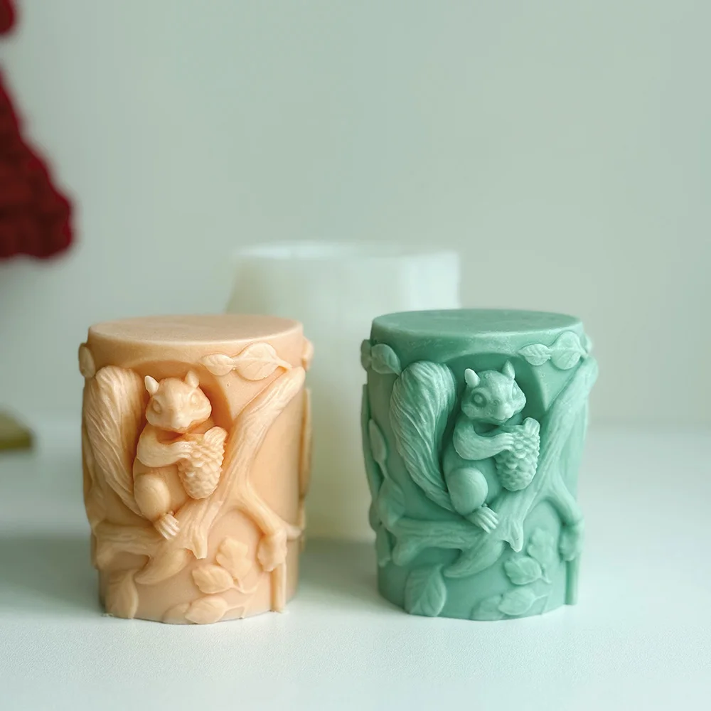 لتقوم بها بنفسك فرع كوالا الإغاثة عمود شمعة قالب من السيليكون تناول كوز الصنوبر السنجاب أسطواني الراتنج الجبس قوالب الديكور #1