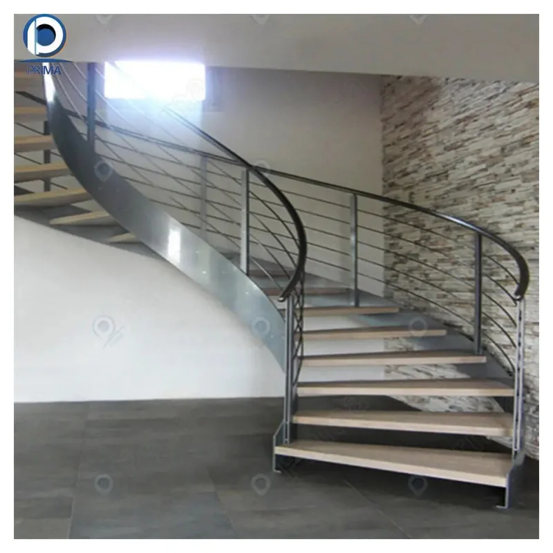 custom.Prima Curved Solid Wood Staircase Mansion Standard Popular Trend Factory Custom Direct Wooden Curved Staircase
