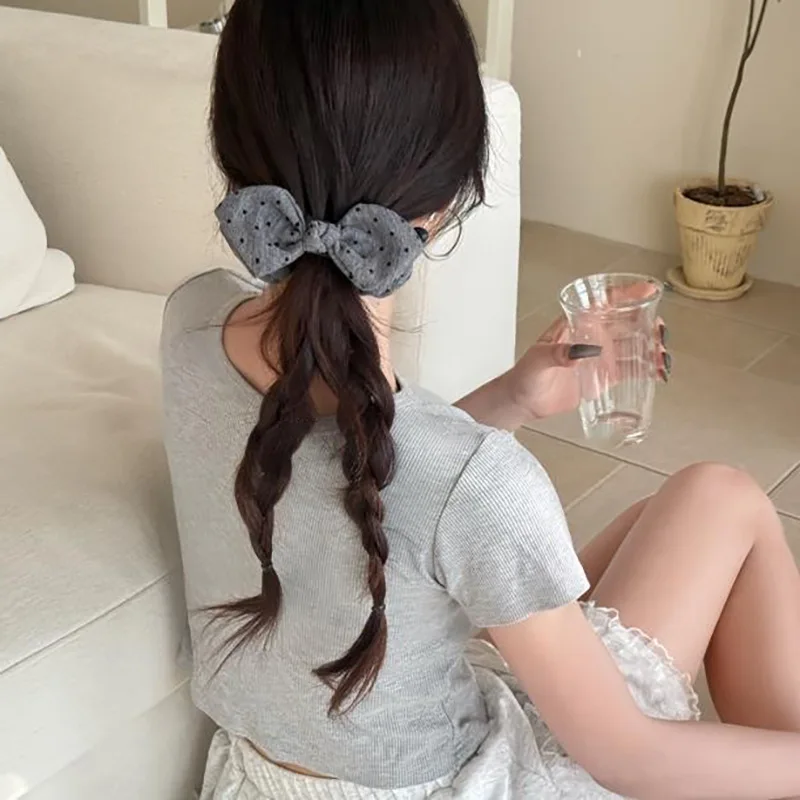 

Fashion Polka Dot Bow Banana Clip Korean Women Back Head Ponytail Hair Clip Elegant Temperament Twist Clip Half Tied Hairpin New