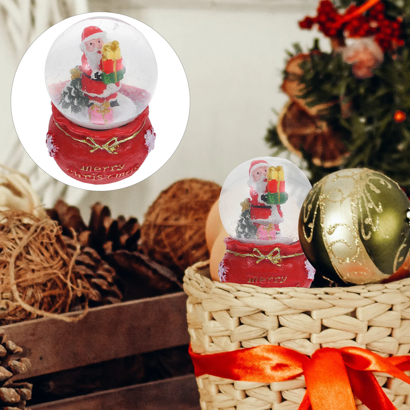 

Christmas Snow Hanging Crystal Ball Resin Ornament Desktop Decor Home Office Cartoon Crystal Ball Decoration Cartoon Decor