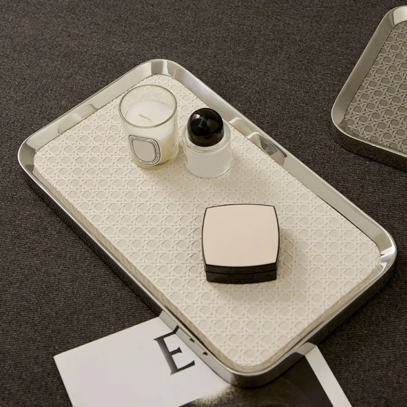 

Скандинавские тарелки, металлический декоративный поднос, прямоугольный декор стола, подносы для спальни, уникальная тарелка, эстетическая декоративная посуда со свечами