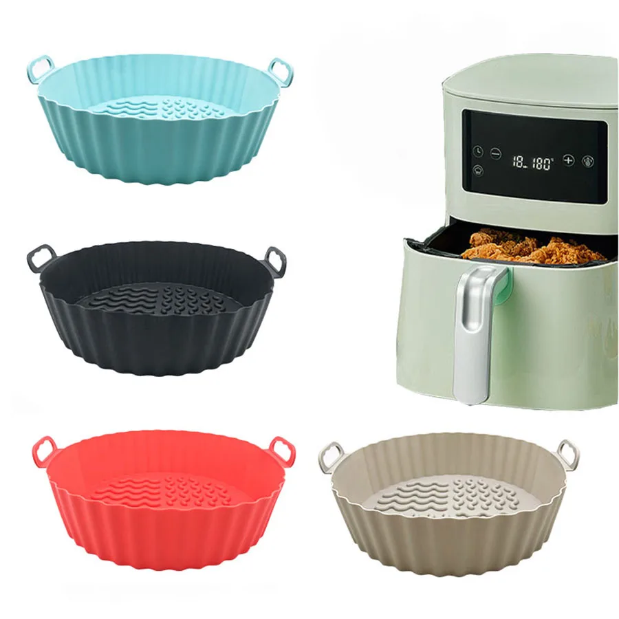 Air Fryer Silicone Liners Air Fryer Silicone Pot Reusable Silicone Air Fryer Liners Food Safe Non Stick Air Fryer Basket Accesso