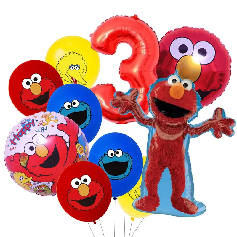 Einwegteller, Becher, Tischdecke, Ballon-Hintergrund, Geburtstagsparty-Geschenke, Sesam-Cartoon-Straßen-Geburtstagsparty-Dekorationszubehör – Detail 37