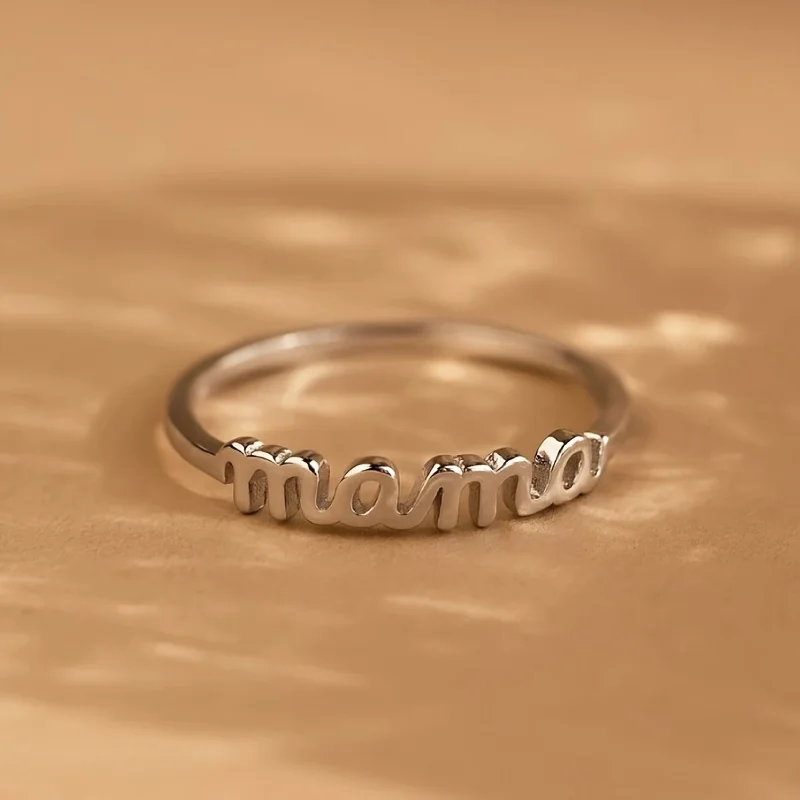 Hot Finger Ring Dear mama Letter Simple Plain Ring for Mom Perfect Mother's Day Gift