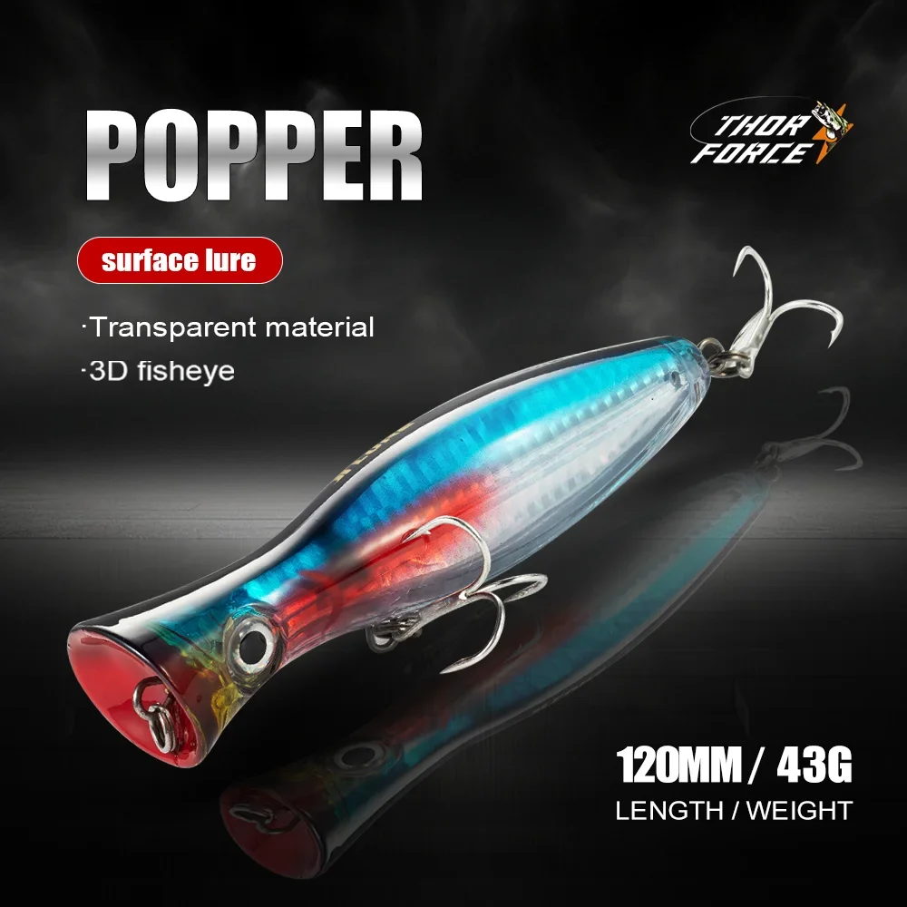 43G Big Popper Wobbler Fishing Lure Floating Bait Topwater Lure Whopper Saltwater Lures Hard Baits Artificial Pike Tackle