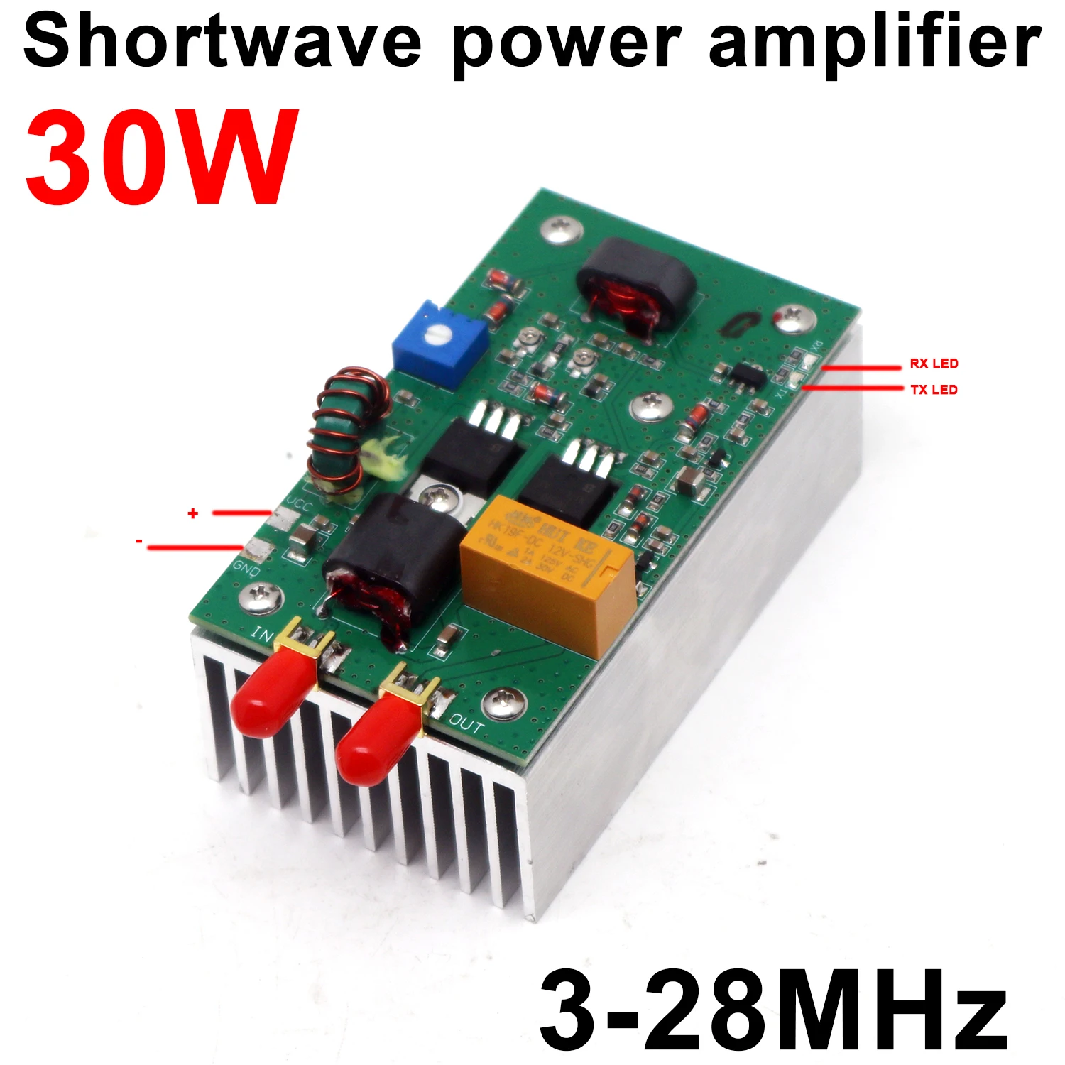 3-28MHz 30W Shortwave RF Power Amplifier Board CW/SSB Linear RF AMP FOR Amateur HAM Radio QRP CW Signal Transceivers 7MHz 13.56M