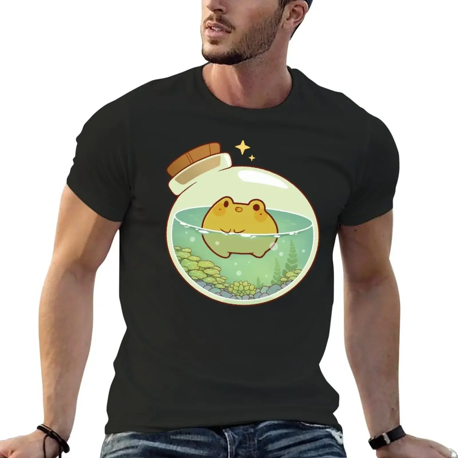 Round frog potion T-Shirt custom t shirt summer tops oversized graphic t shirts Men's clothing