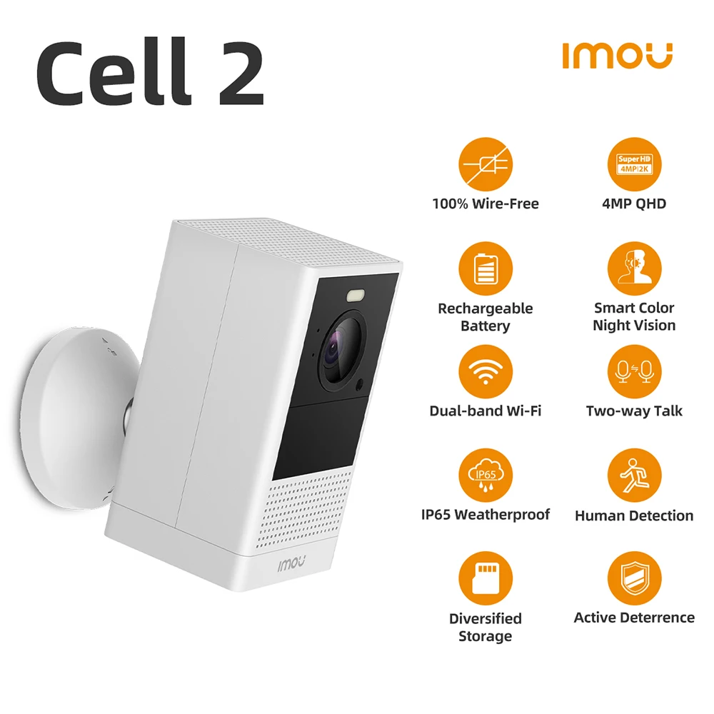 

IMOU Cell 2, 4 МП, QHD, камера безопасности с питанием от батареи, уличная беспроводная Wi-Fi камера, двусторонняя связь, камера наблюдения, защита от атмосферных воздействий