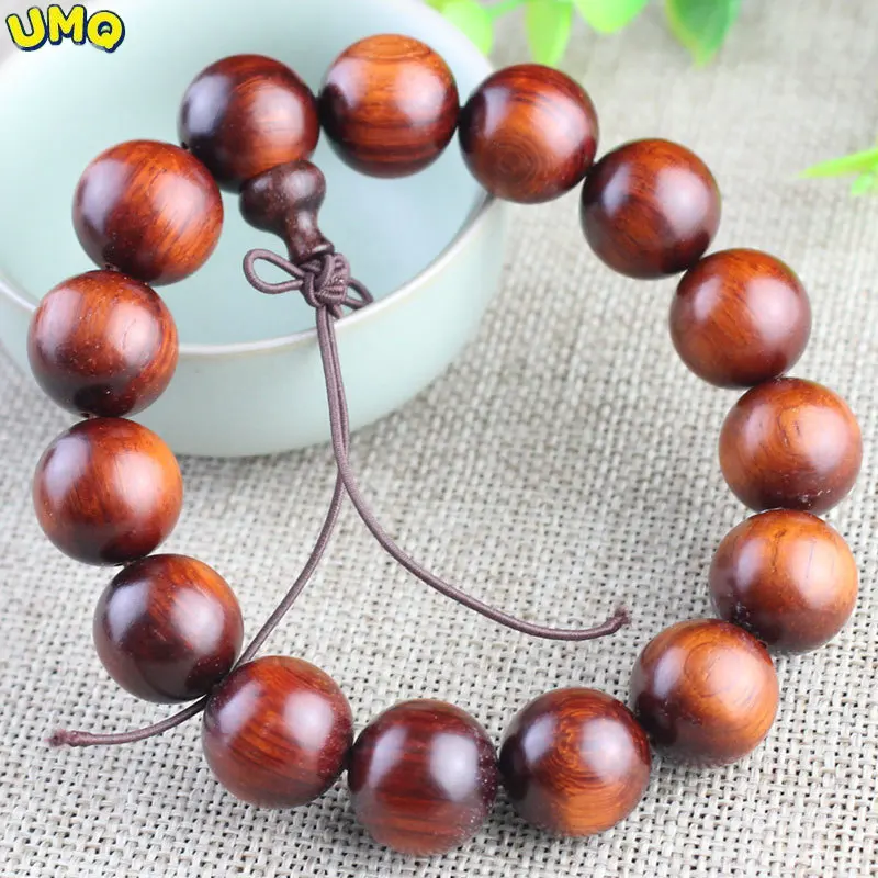 

Natural Wood Stationery Beads Hand Rhinoceros Horn Rosewood Male and Female Lovers Bracelet High-density Submerged Buddha Amulet