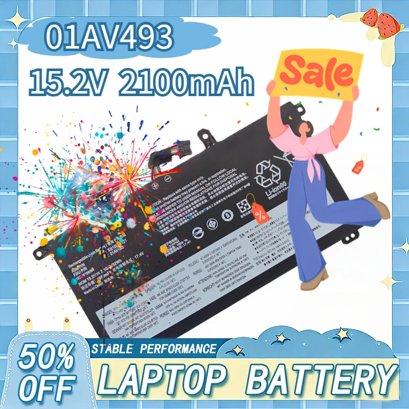 

15.2V 32WH 2100mAh 01AV493 Replacement Laptop Battery For Lenovo ThinkPad T570 T580 P52S P51S Series SB10L84121 00UR892 00UR890