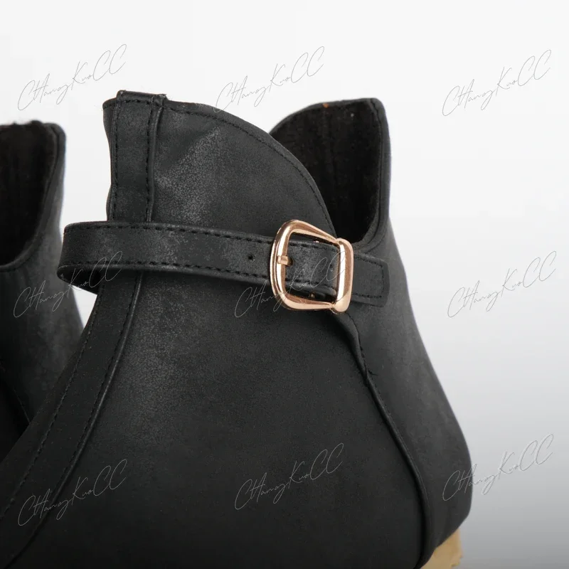 Botas de cuero con hebilla marrón Vintage Medieval renacentista para hombre, zapatos planos cortos, Caballero Vikingo, príncipe, disfraz de pirata de Cosplay