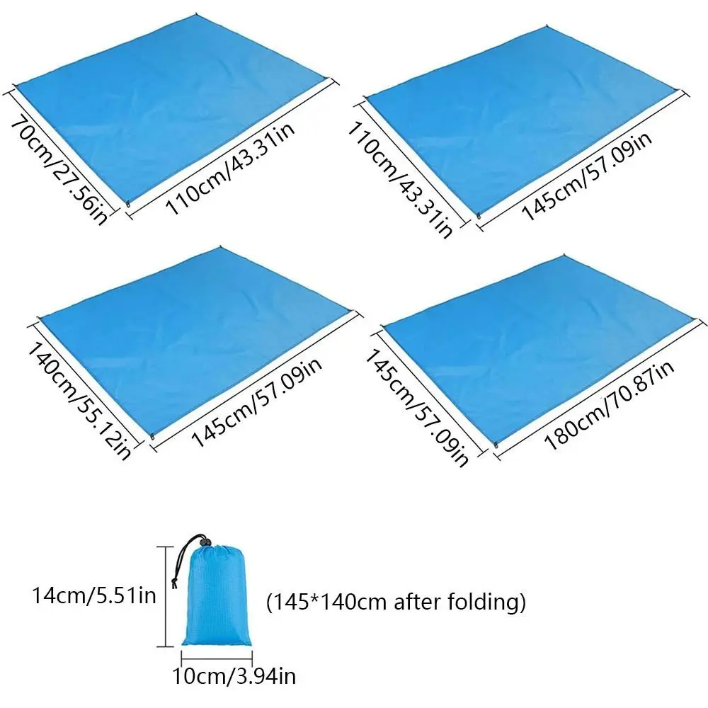 حصيرة تخييم مدمجة من قماش أكسفورد قابلة للطي ومقاومة للماء مع حقيبة تخزين، 4 مقاسات من حصيرة الشاطئ الرملي للخارجية