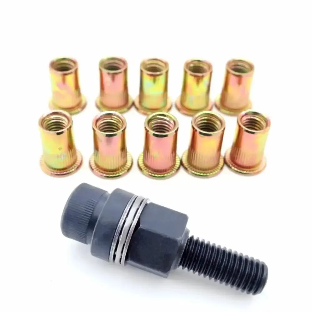 11Pcs/Set Mandrel Staple Hand Rivet Nut M3 M4 M5 M6 M8 M10 Easy Installation Manual Riveter Tool Electric Riveting Adapter