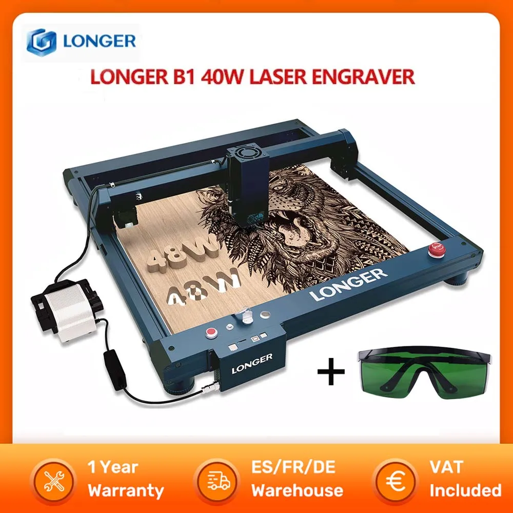 LANGER Laser B1 40W Gravierschneider 36000mm/min Hochgeschwindigkeitsdiodenlaser-Technologie Gravur 450*440mm Arbeitsbereich USB TF Wifi APP