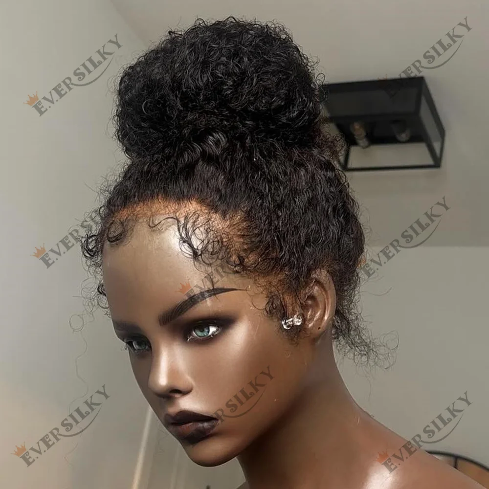 

Парик из натуральных волос с кудрями Baby Hair, глубокий черный, полностью на кружевной основе, для чернокожих женщин, с кружевной застежкой 5x5, предварительно сформированный, с фронтальной кружевной вставкой 360, кудрявый парик Kinky Curly