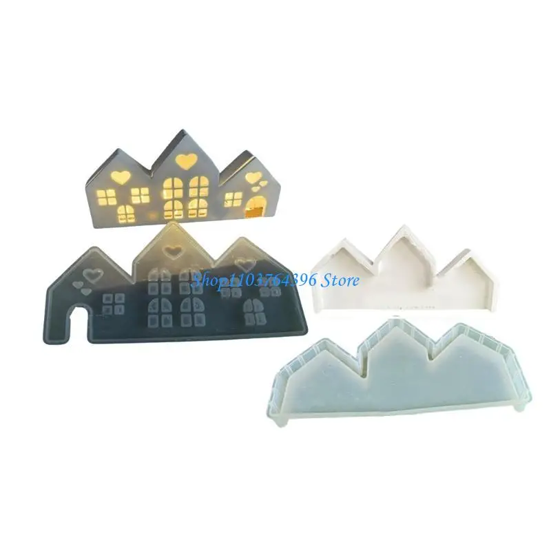 قوالب يدوية متعددة الوظائف، قوالب شموع، قوالب صياغة على شكل منزل، قوالب راتنجات الايبوكسي، قوالب زينة من السيليكون #5