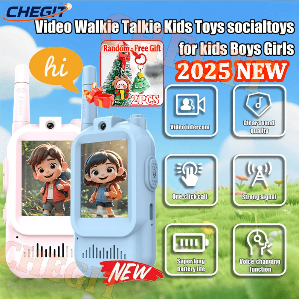 

Новинка 2023 года, детская видео рация, 2 дюйма, HD-экран, USB-C, перезаряжаемый домофон для звонков в один клик для детей, гаджеты, технология, подарок