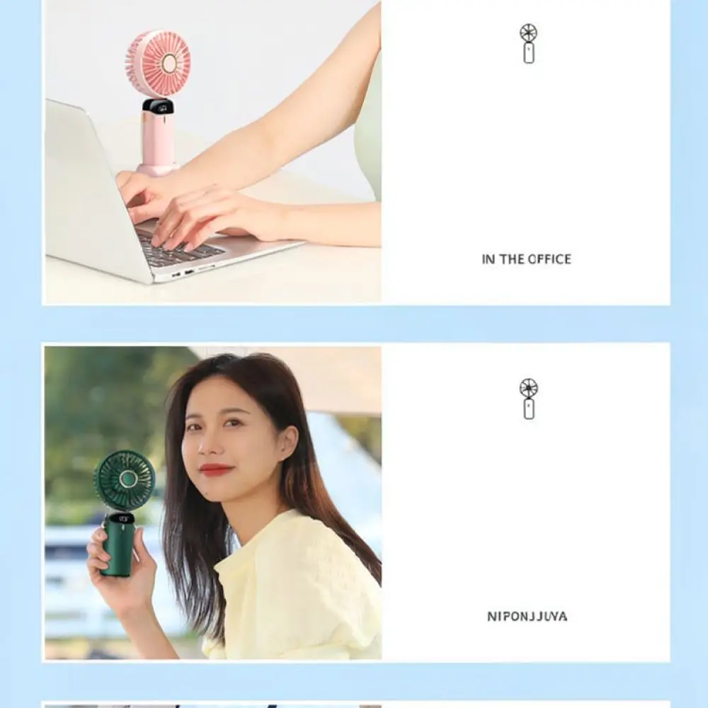 Portable USB Fan Rechargeable Handheld Folding Fan Mini Cooling Device With Digital Display For Home Office Student Use