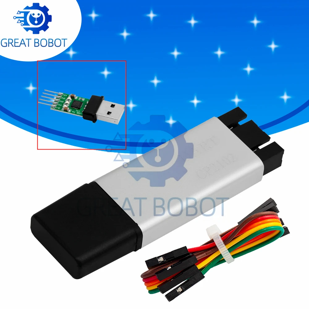 Aluminum shell CP2102 USB 2.0 to TTL UART Module 6Pin Serial Converter STC Replace FT232 Module support 5v/3.3v for arduino
