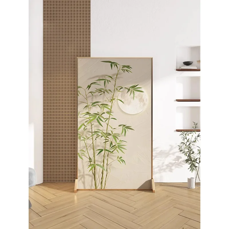 

Screen partition living room simple modern Chinese entry porch blocking light luxury aluminum alloy decorative bamboo seat scree