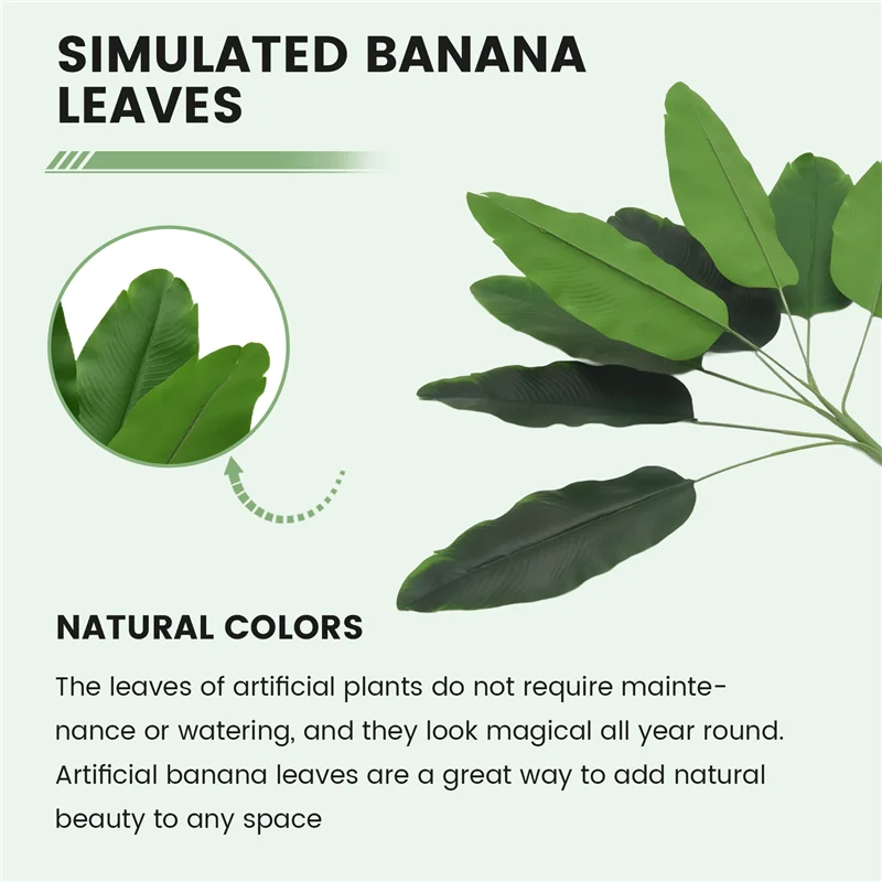 

A79Z-Artificial Plants Tropical Leaves Banana Tree Faux Palm Leaf Of Plant Fake Leaves Indoor Outside Garden Wedding Decor