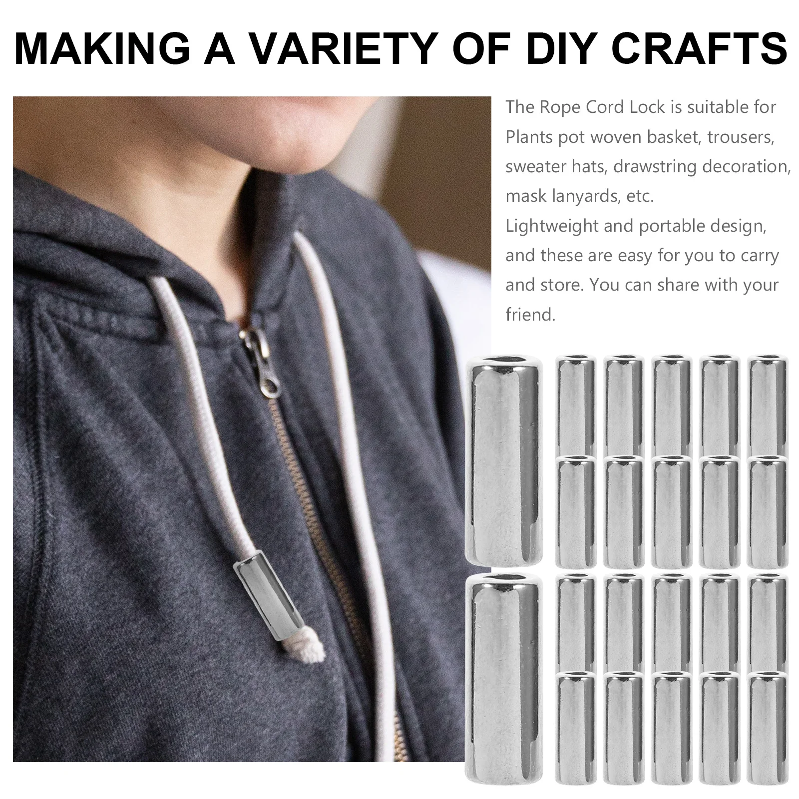 

30Pcs Metal Ring Buckle Rope Cord Lock Durable Lightweight for Sweater Drawstring Holder Macrame Hanging Plants DIY Craft