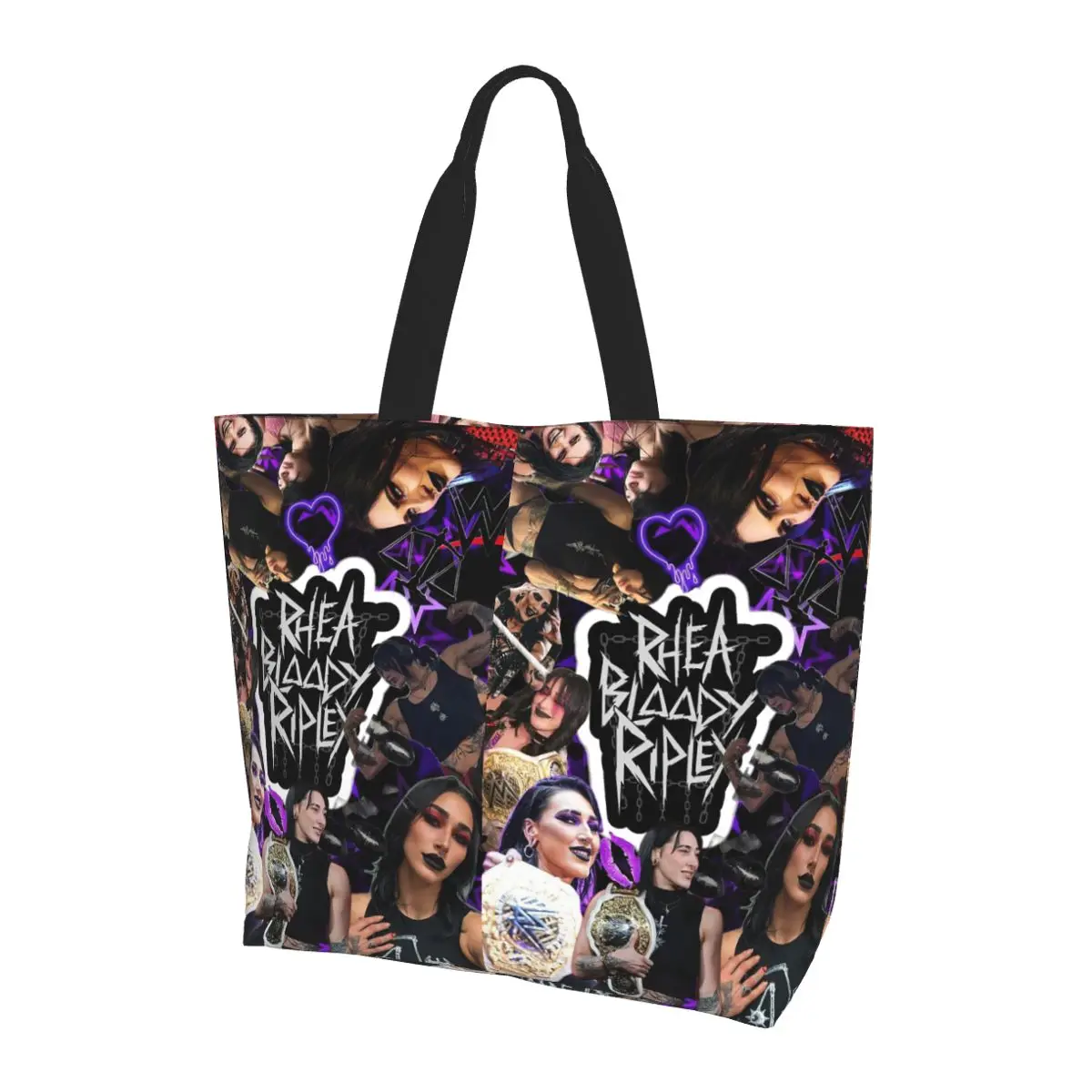 

WWE Rhea Ripley Shopping Tote Bag Холщовые сумки на плечо большой вместимости Сумка-шоппер для продуктов для женщин