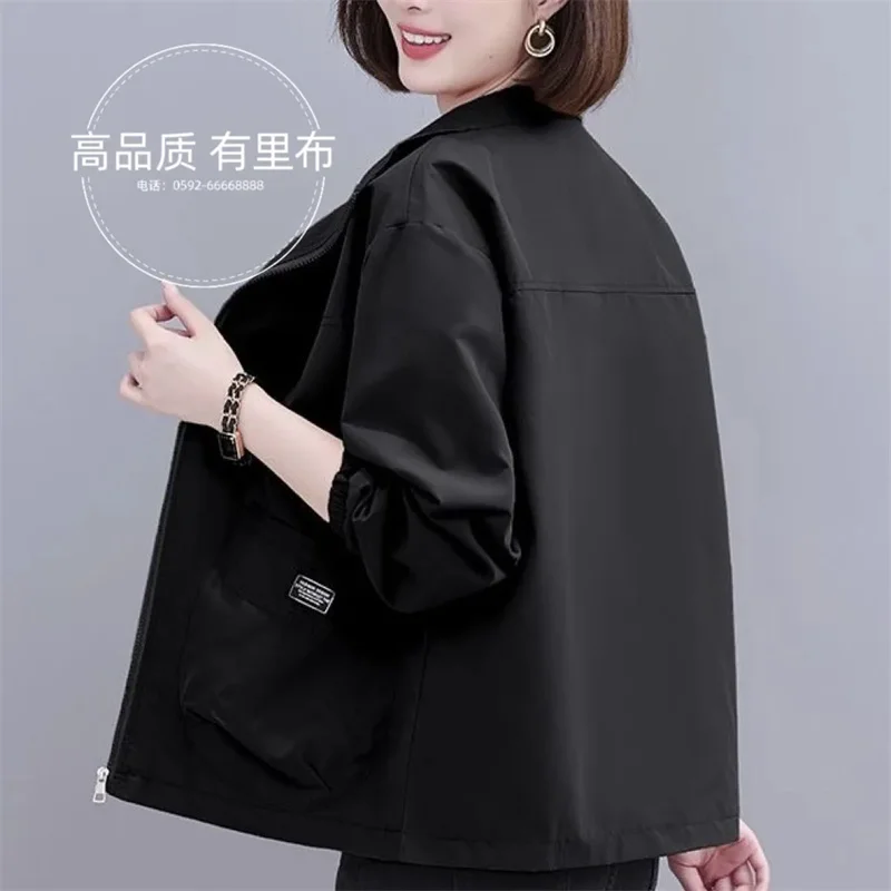

With Lining Coat Women 2025Spring Autumn New Double Jacket Stand Collar Loose Thin Windbreaker Female Short Fashion Overcoat Top