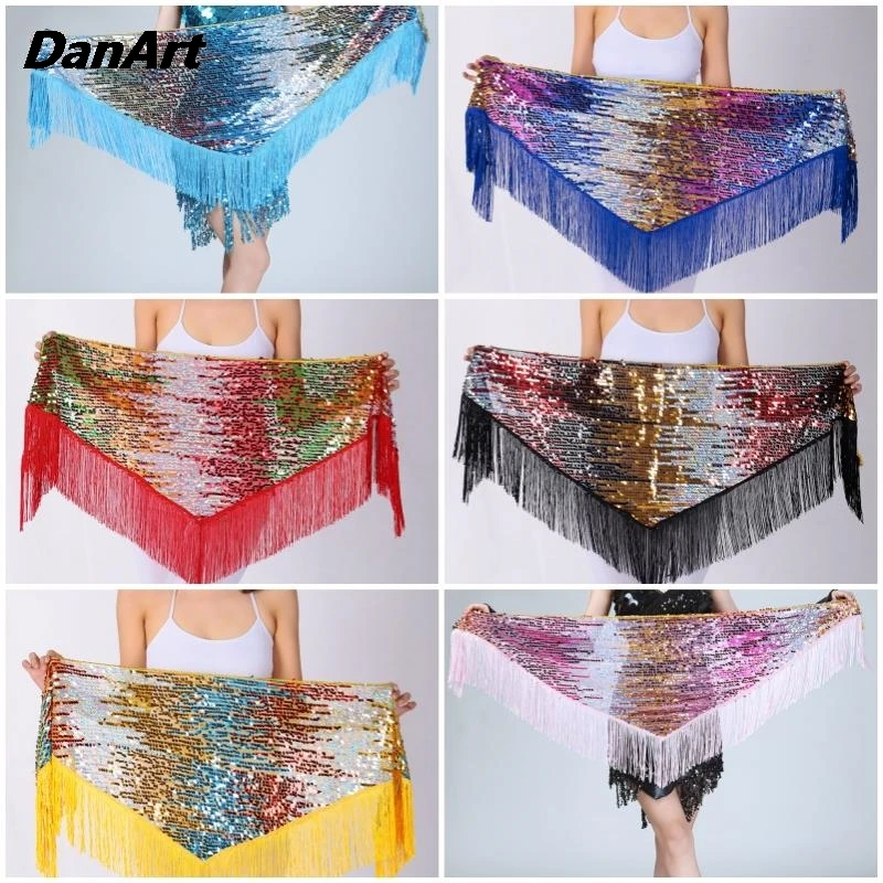 Womens Sequin Tassel Belly Dance Hip Scarf Carnival Party Stage Performance Rave Belt Waist Chain Wrap Indain Costume Mini Skirt