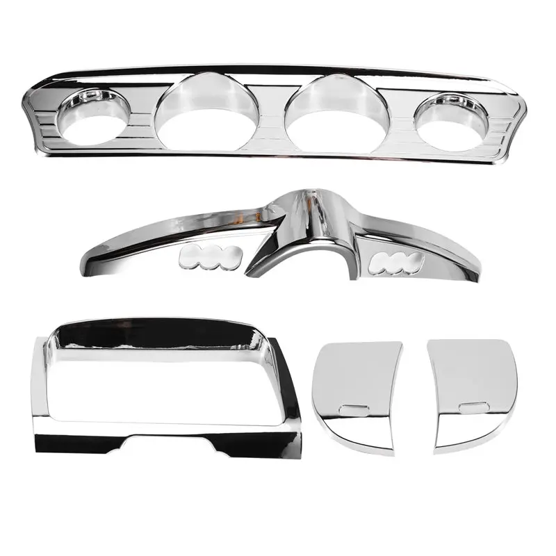 For Street Glide Electra FLHT Glide Ultra 14-23 Front Gauge Stereo Chrome Accent Trim Cover Dash Switch Panel Kit