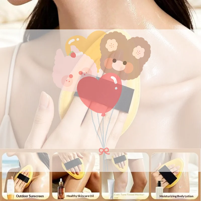 Extra Large Lotion Sunscreen Ointment Applicator Soft Leather Surface Puff Body Cleaner Shower Brush Sunscreen Applicator