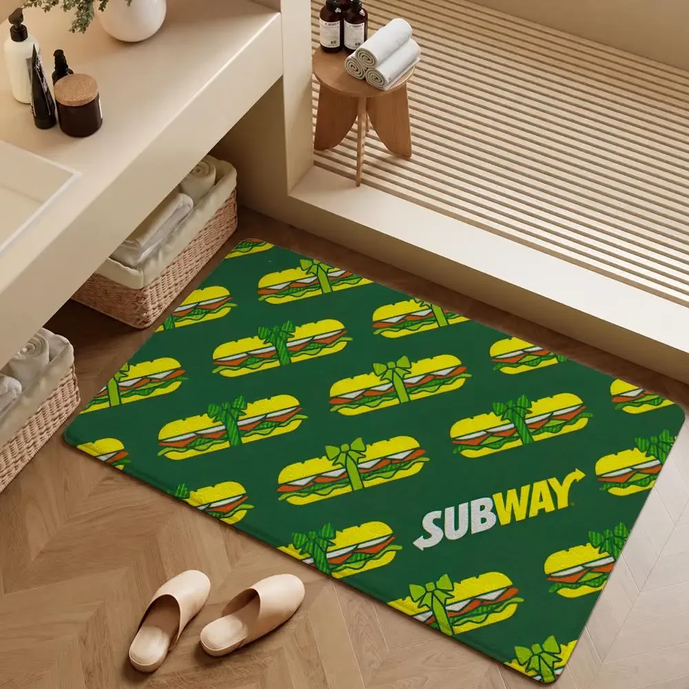 Brand Subway Eat Fresh Footlong B.M.T. Floor Mat Soft Flannel Entrance Doormat Non-Slip Washable Rug For Bedroom Home Decor