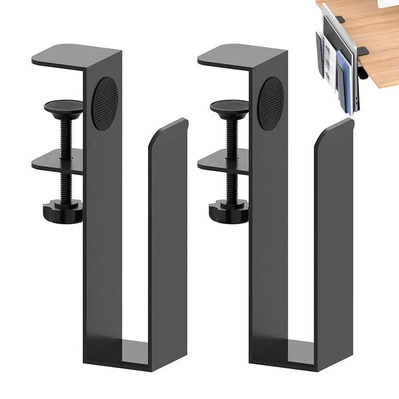 

New Desk Side Storage Rack Hangable Desk Organizer No Drill Under Desk Storage Laptop Holder Document Shelf for Home Office